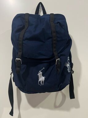 Polo by Ralph Lauren Navy Canvas Backpack with Player Logo